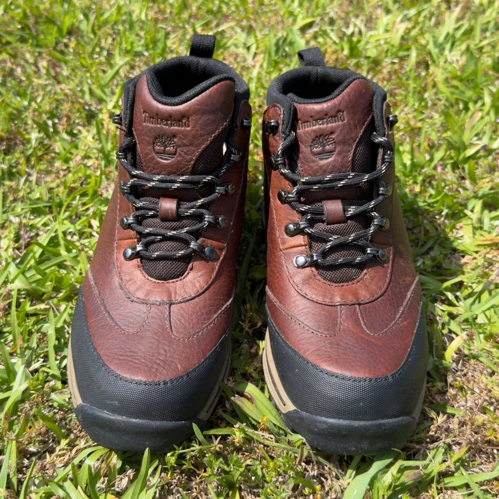 Timberland Backroad Hiker Mid Waterproof Boots Brown Leather Boys‎ Size 3 22713